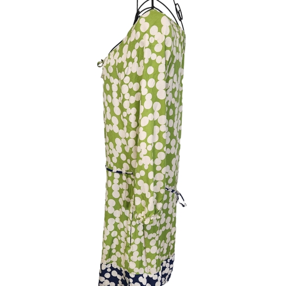Boden Silk blend midi/tunic polka dot dress green and blue sz 6A - Picture 4 of 9